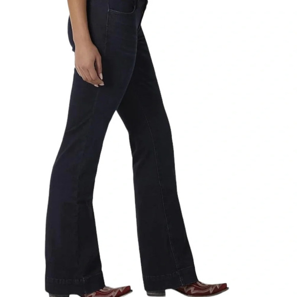 Wrangler Retro Mae Wide Leg Trouser Stretch Jeans Dark Blue Size 17/18 x 34 - Picture 8 of 14